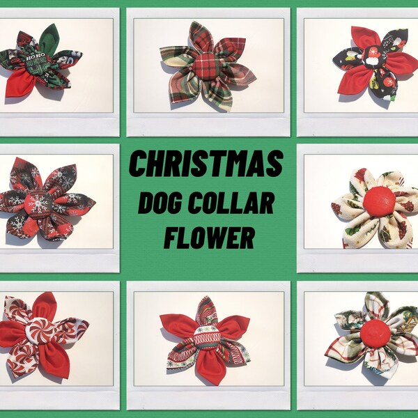 Christmas Dog Collar With Flower Etsy