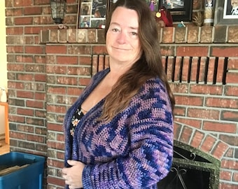 Trio of Textures Crochet Cardigan Pattern | Aran Alpaca Cardi (PDF Pattern)