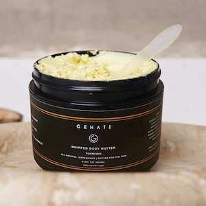 Turmeric Whipped Body Butter, Body Cream, Natural Shea Butter, Organic Body Moisturizer, Skin Care, Coconut Oil, Vitamin E Cream, GEHATI