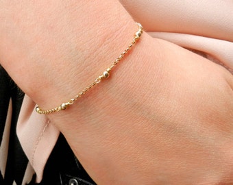 14kt Gold Fill Chain Bracelet, Satellite Bead Bracelet, Minimalist Jewelry, Dainty Simple Everyday Bracelet, Bridesmaid Gift, GEHATI