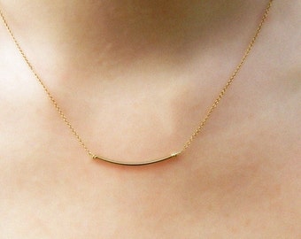 Gold Bar Necklace, Dainty Tube Necklace, Minimalist Layered Gold Necklace, Bridesmaid Gift, Bridal Necklace, Best Friend Necklace