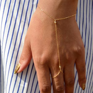 14kt Gold Fill Hand Chain Bracelet, Dainty Minimalist Bracelet, Sterling  Silver Ring Attach Bracelet, Ring Bracelet, Layer Bracelet, GEHATI 