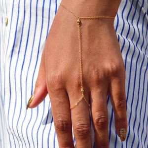 14kt Gold Fill Hand Chain Bracelet, Dainty Minimalist Bracelet, Sterling Silver Ring Attach Bracelet, Ring Bracelet, Layer Bracelet, GEHATI image 2