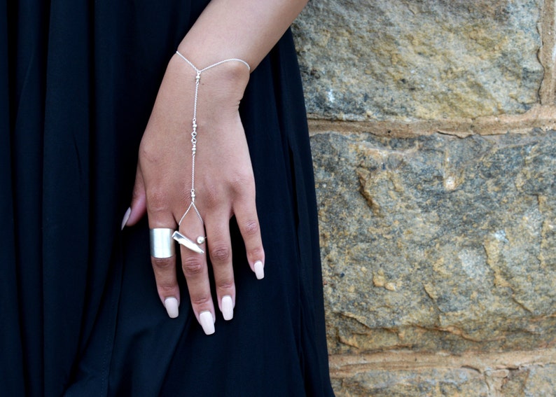 Infinity Sterling Silver Hand Chain Finger Bracelet Silver Etsy