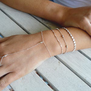 Silver Hand Chain Bracelet, Sterling Silver Hand Bracelet, Finger Ring Chain Bracelet, Dainty Boho Bracelet, Chain Link Bracelet, GEHATI image 4