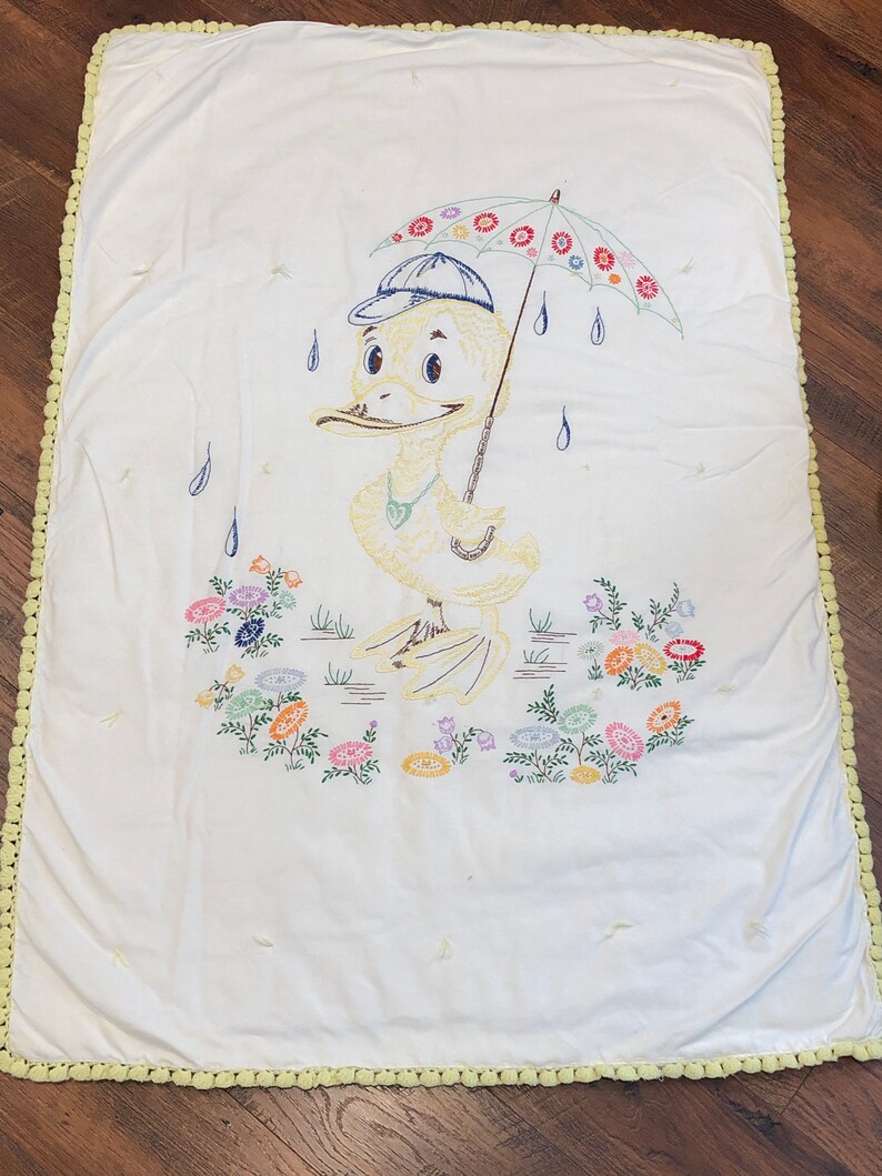Vintage Baby Blanket Vintage Embroidered Crib Blanket Etsy