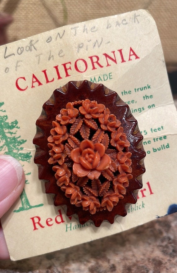 California Redwood Burl pin