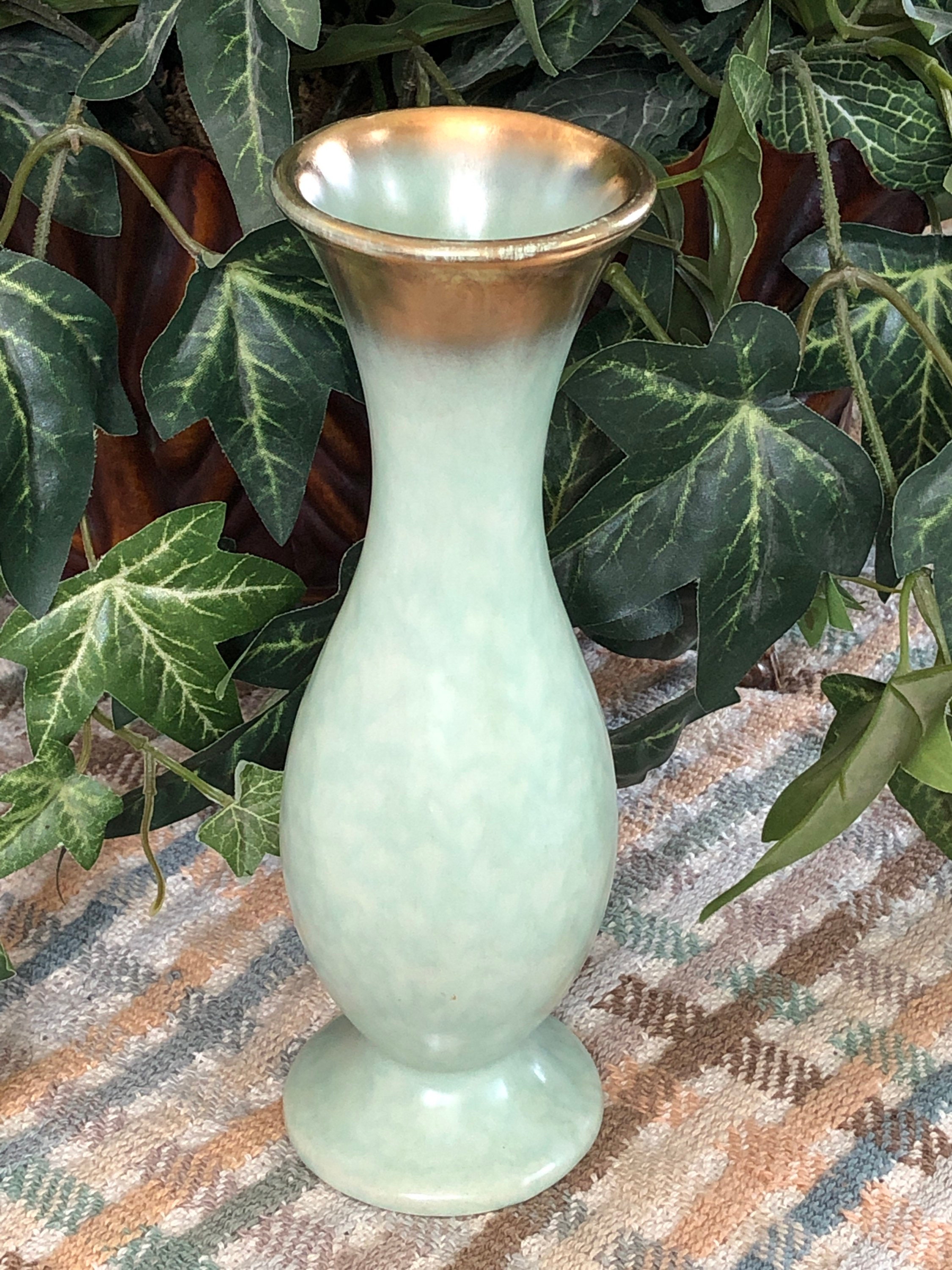 Vintage Vase with gold trim Etsy