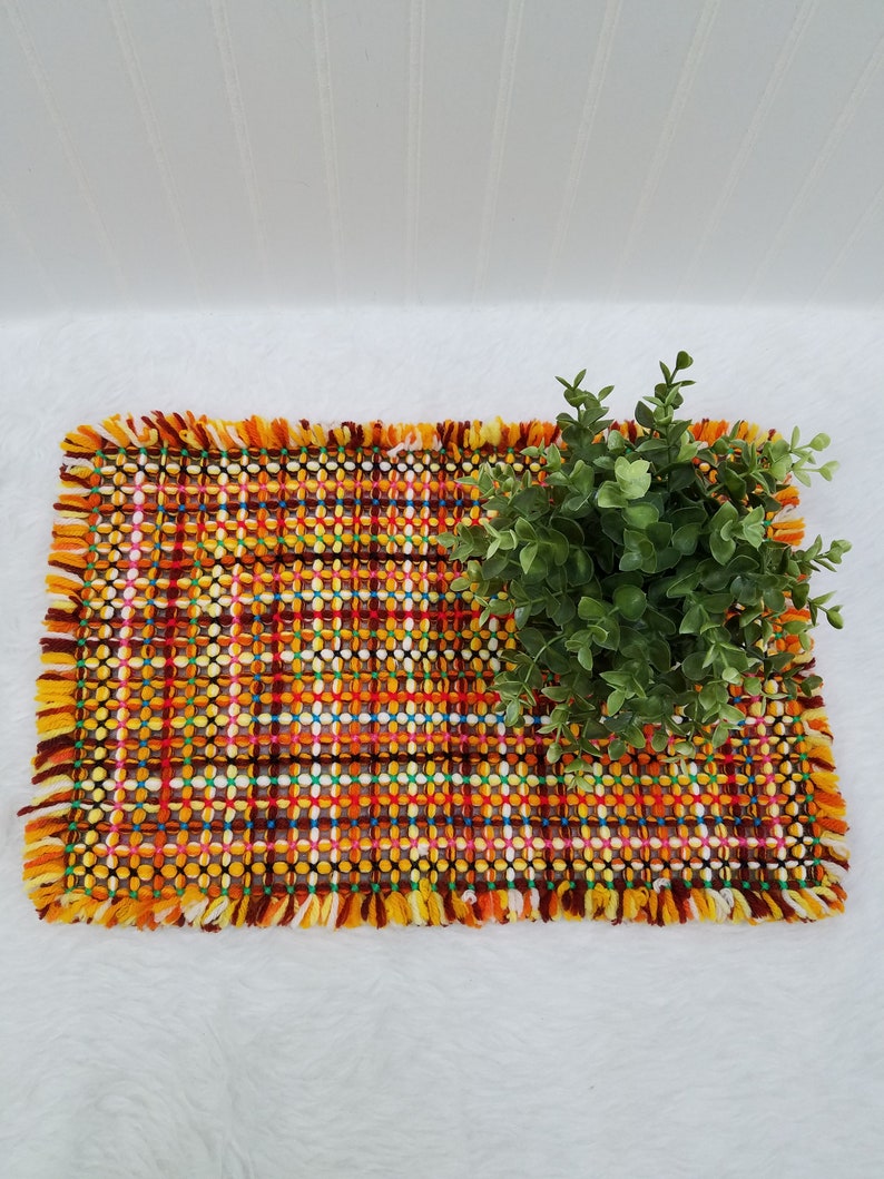 Woven yarn placemat woven yarn doilie Etsy