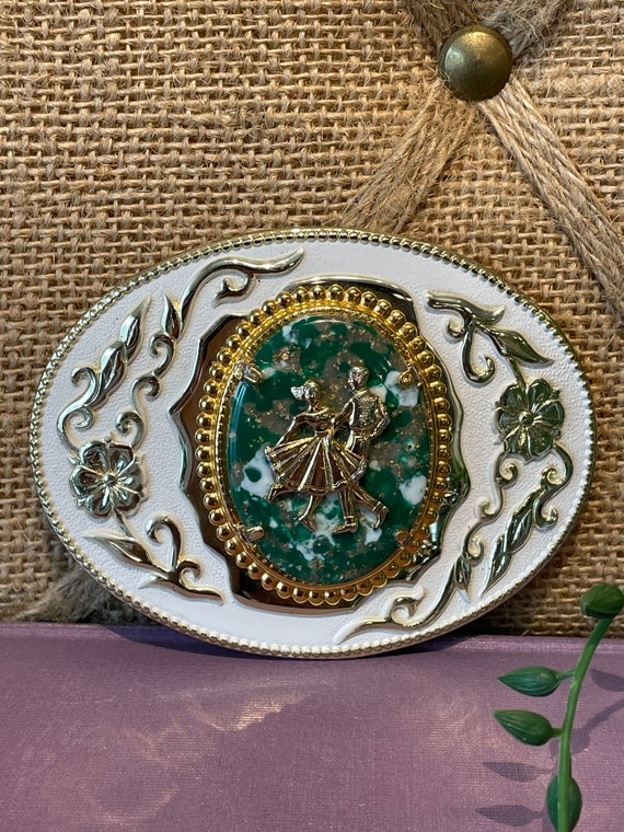 Vintage square dancing belt buckle