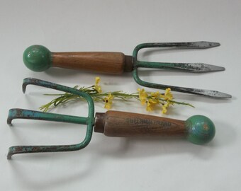 Vintage Superior Brand Hand Garden Tools, Metal with Wood Handles, Hand Tools