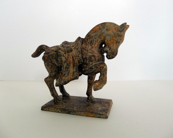 Vintage Japanese Cast Iron Chinese Replica Tang Period Horse Etsy