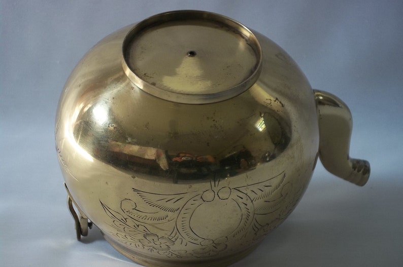 Kettle With Lid And Handle Cottage Decor Vintage Etched Brass Tea Pot Vintage Coffee Pot Farmhouse Decor