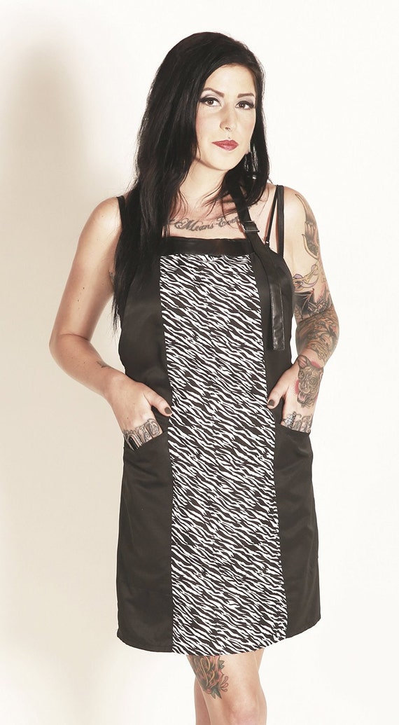 159 Bk Zebra Print Apron Fashion Apron Fitted Apron Salon Etsy