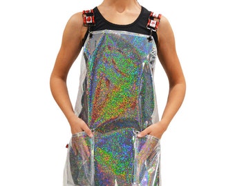 111 Ladybird Line Clear Sparkle Signature Crossover Apron for Pet Groomers and Hair and Beauty - One Size
