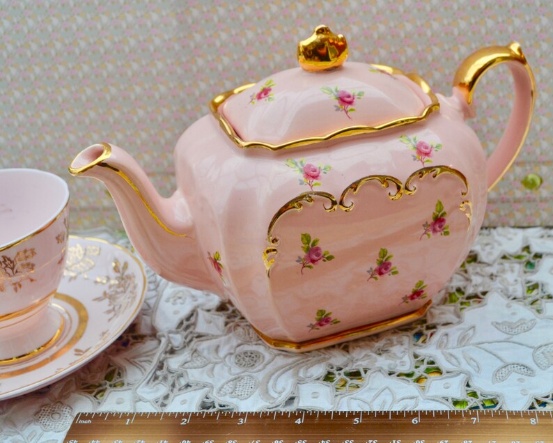 SALE Sadler Teapot Cube Shape Full Size Vintage English Etsy