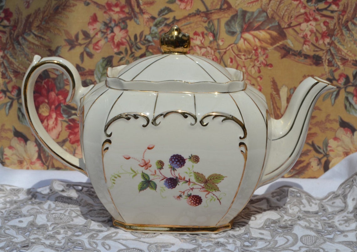 Sadler Teapot Cube Shape Full Size Vintage English Etsy