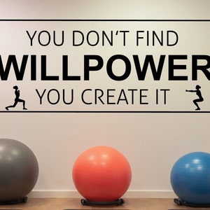 Gym Wall Decal "You Don't Find Willpower, You Create It" Home Gym Decor, Gym Decor, Gym Decal, Gym Accessory, Home Gym Wall Decal