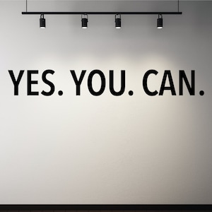 Workout Room Decor "Yes You Can" Gym Wall Decal, Home Gym Sign for Aerobic & Cardio Motivation, Strength, Endurance, Weight Loss