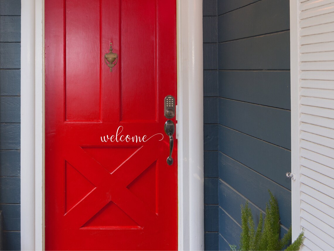 Welcome Door Decal Vinyl Decor for Front Door Farmhouse Door | Etsy