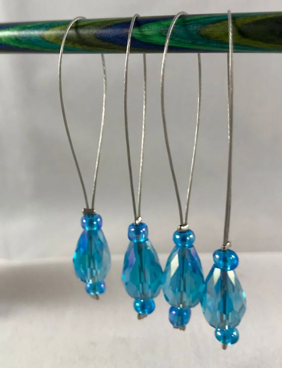 Teardrop Blue Acrylic Bead Stitch Markers Snag Free Set Of 4 Knitting Supplies Gift For Knitter Bulky Knitting Elegant Stitch Markers Teardrop Blue Acrylic Bead Stitch Markers Snag Free Set Of 4 Knitting Supplies Gift For Knitter Bulky Knitting Elegant Stitch Markers