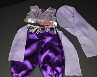 Purple Jasmine Outfit, Handmade Clothes for 18 inch Dolls, Harem Outfit for Dolls, Holiday or Birthday Gift Idea, Kids Pretend Play