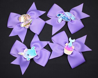 Purple Girls Hairbow, Medium Purple Bow, Girls Accessories for Hair, Handmade Hairbow, Girls Hairclips, Holiday or Birthday Gift Idea