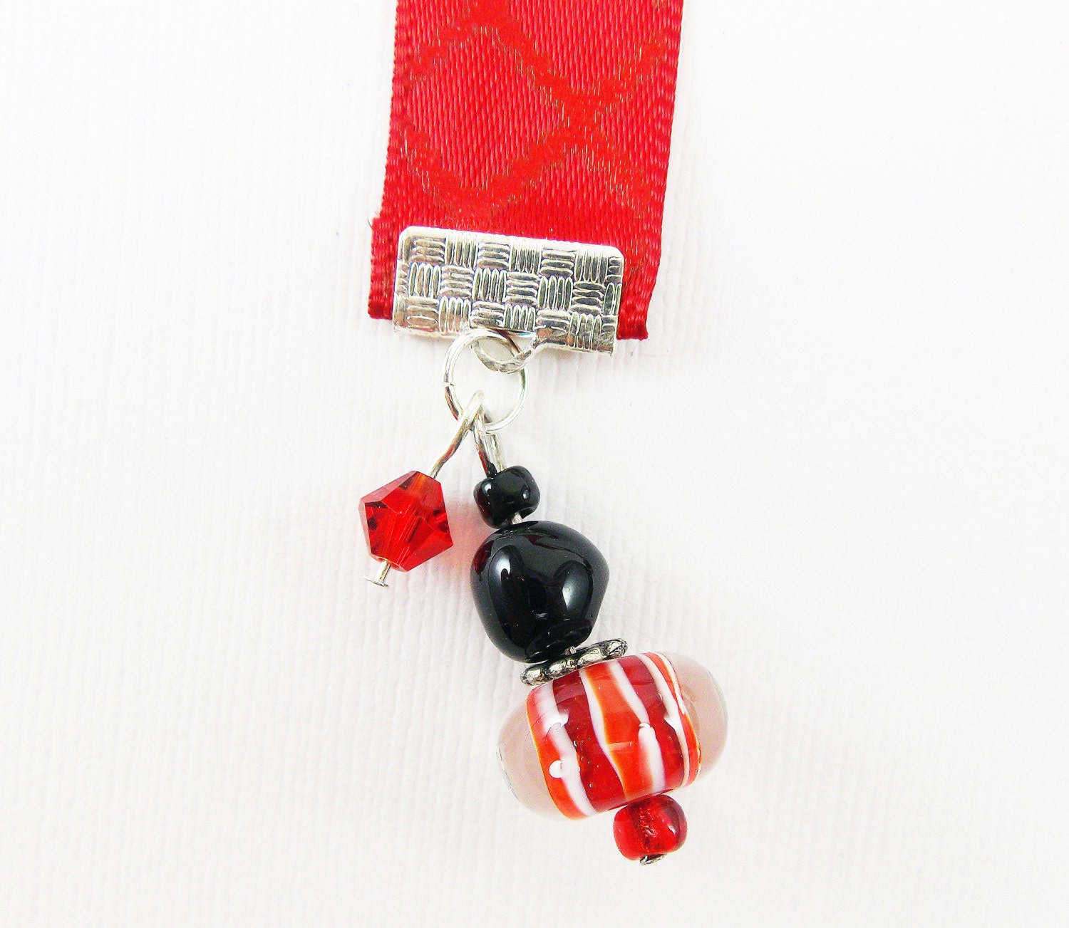 Red Ribbon Bookmark Beaded Bookmarks Accessories Gifts for Etsy
