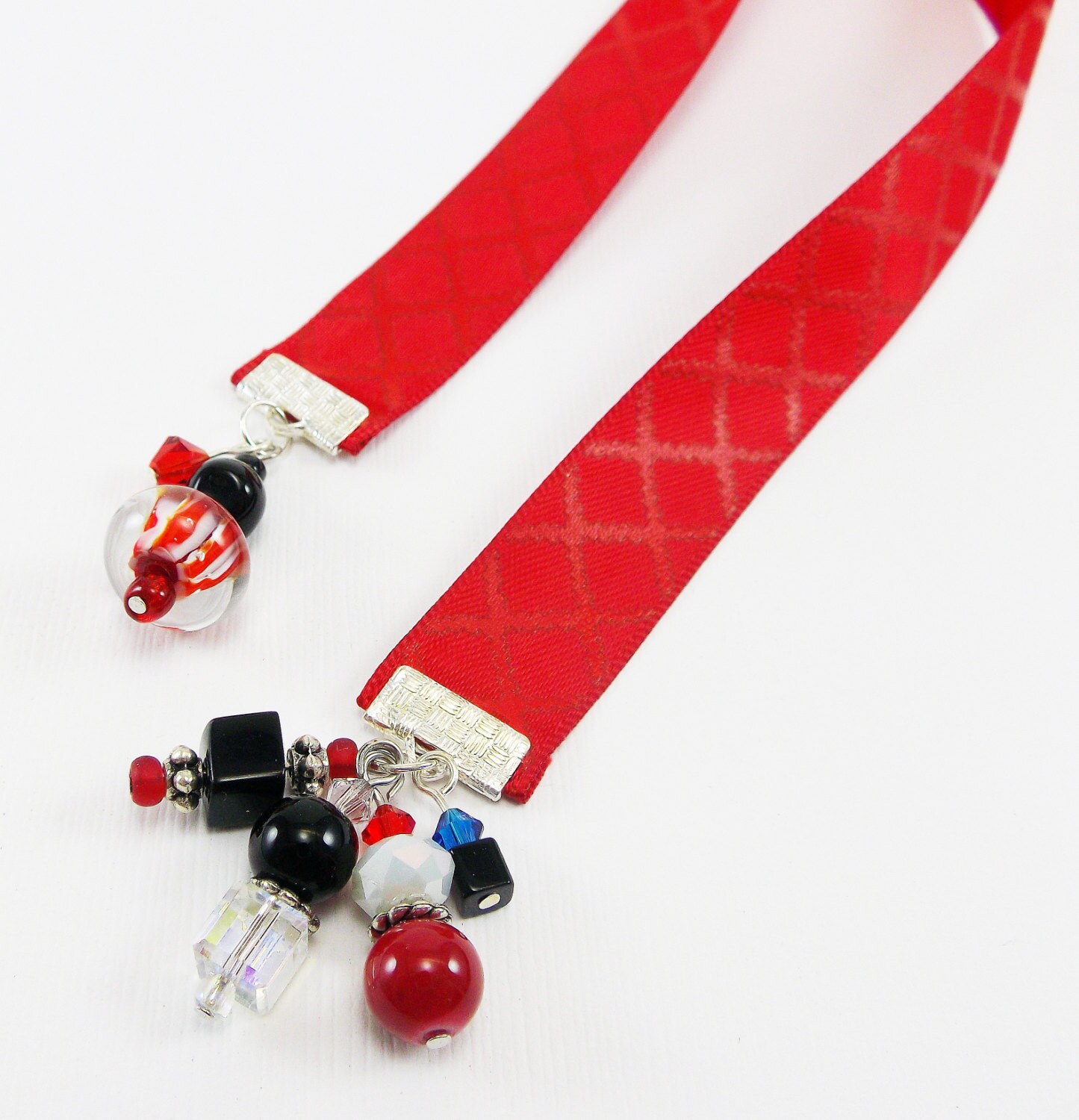 Red Ribbon Bookmark Beaded Bookmarks Accessories Gifts for Etsy