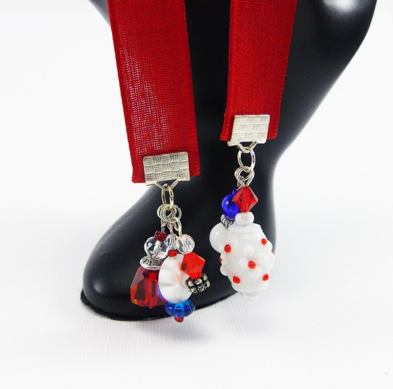 Solid Red Ribbon Bookmark Beaded Bookmarks Accessory Gift Etsy