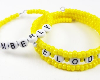 Yellow   Name Bracelet - Personalized Memory Wire Wrap - Gifts for Kids, Teens