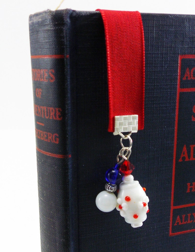 Solid Red Ribbon Bookmark Beaded Bookmarks Accessory Gift Etsy