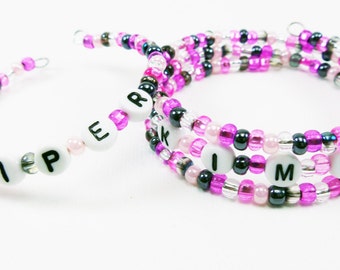 Hawaiian   Name Bracelet - Personalized Gift for Girls Memory Wire Wrap Jewlery