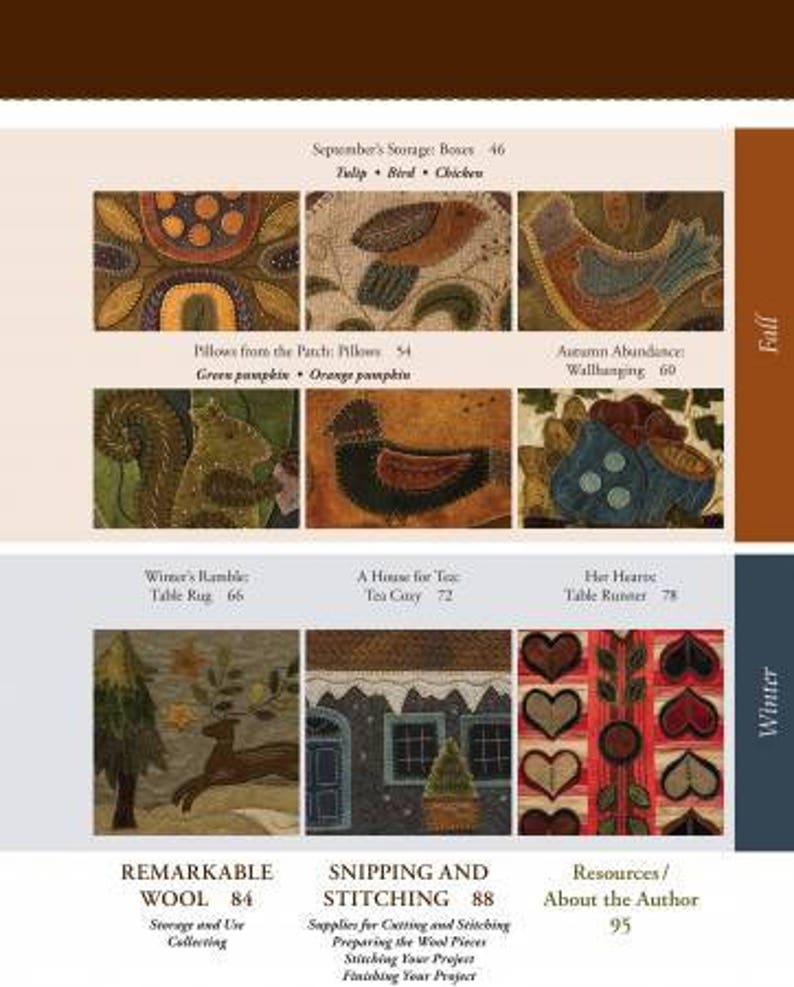 Season of Wool Applique Folk Art Wool Applique Pattern Book