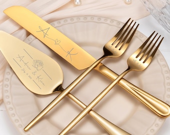 Personalized Wedding Cake Knife Set Housewarming Gift Cake Cutting Set Laser Engraved Forks Anniversary Gifts Cake Server Set 25081601