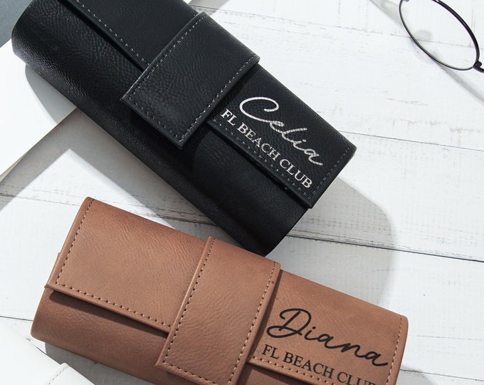 Personalized Glasses Case, Custom Eyeglasses Holder, Leather Case Glasses, Best Man Gift, Gift for Dad Christmas, Engraved Gift 24120302