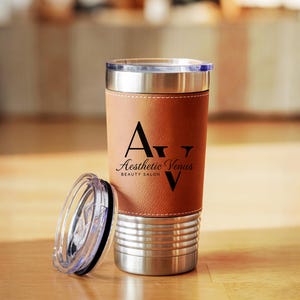 Custom leather Tumblers, Engraved Tumblers, business man Gift, Groomsman Gift, 20oz Insulated Personalized Mug 25041901
