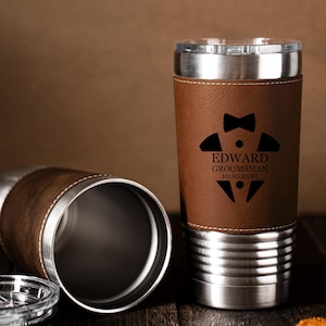 Leather Tumblers Groomsman Tumbler Best Man Gifts Insulated Coffee Mug Dad Gift Outdoor Camping Tumbler Bridal Party Tumblers 25062101