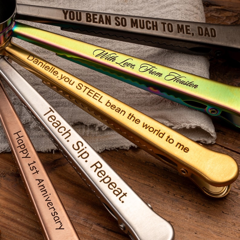 Personalized Engraved Coffee Scoop With Bag Clip Custom Stainless Steel Coffee Scoop Unique Coffee Lover Gift for Him Her LXY1607 image 10