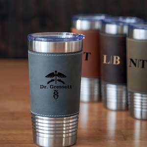 Personalized Tumbler Engraved Leather Tumbler Future Doctor Gifts PhD Graduation Gift Dr. Phd Gift Travel Tumbler Groomsmen Gifts 25040901