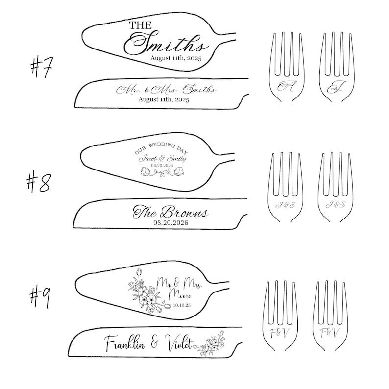 Wedding Cake Set Annisersary Gift Engraved Knife Server Forks Cake Cutting Set Cake Server Set Gold Knife Set Pie Pastry Forks 25082001