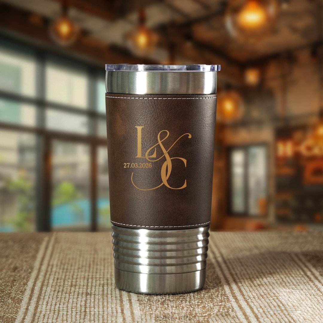 Personalized Tumbler Stainless Steel Mug Insulated Leather Tumbler ...