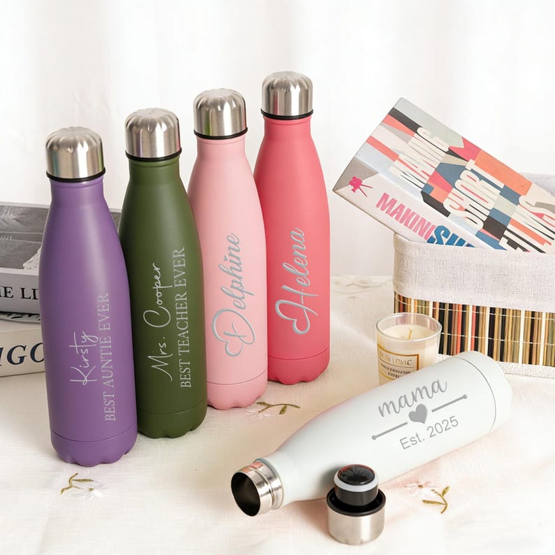 Laser Engraved Water Bottle Insulated Drinking Bottle Personalized Travel Accessories Stainless Steel Bottle Vacation Tumbler 25081802 image 3