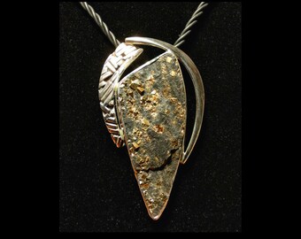 Vintage, Mid-Century "Evensong Studio" Pendant. Sterling Silver with Pyrite Druzy