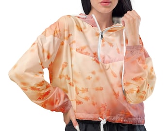 Artemia Women’s Cropped Windbreaker Sea Monkey Windbreaker Pink Womens Windbreaker Water Resistant Windbreaker Womens Clothes