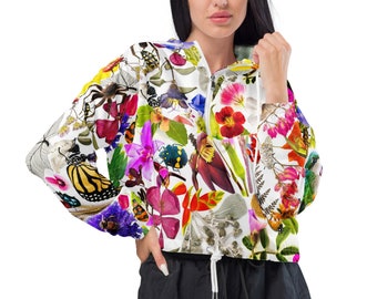 Flora & Fauna of PR Women’s Cropped Windbreaker