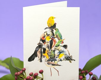 Birds Christmas Tree Greeting Card