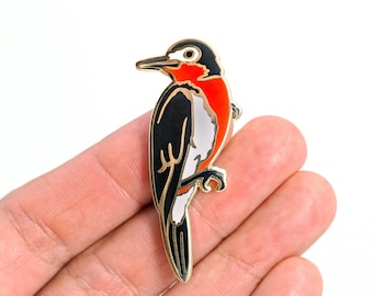 Carpintero de Puerto Rico Enamel Pin Woodpecker Brooch Bird Pin Wearable Art Birder Gift Ornithology Lapel Pin