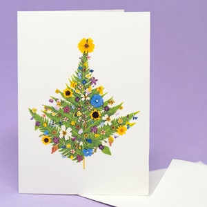 Floral Christmas Tree Greeting Cards / Art Print