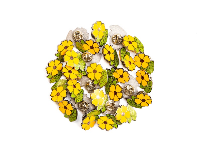 Ojo de Poeta Flowers of Puerto Rico Hard Enamel Pin Black Eyes Susan